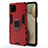 Funda Bumper Silicona y Plastico Mate Carcasa con Magnetico Anillo de dedo Soporte para Samsung Galaxy F12 Rojo