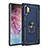 Funda Bumper Silicona y Plastico Mate Carcasa con Magnetico Anillo de dedo Soporte para Samsung Galaxy Note 10 Plus 5G Azul