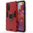 Funda Bumper Silicona y Plastico Mate Carcasa con Magnetico Anillo de dedo Soporte para Samsung Galaxy S20 FE 4G Rojo