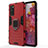 Funda Bumper Silicona y Plastico Mate Carcasa con Magnetico Anillo de dedo Soporte para Samsung Galaxy S20 FE 5G Rojo