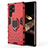 Funda Bumper Silicona y Plastico Mate Carcasa con Magnetico Anillo de dedo Soporte para Samsung Galaxy S24 Ultra 5G Rojo