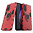 Funda Bumper Silicona y Plastico Mate Carcasa con Magnetico Anillo de dedo Soporte para Vivo V21s 5G Rojo