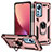 Funda Bumper Silicona y Plastico Mate Carcasa con Magnetico Anillo de dedo Soporte para Xiaomi Mi 12 5G Oro Rosa