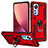 Funda Bumper Silicona y Plastico Mate Carcasa con Magnetico Anillo de dedo Soporte para Xiaomi Mi 12 5G Rojo