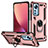 Funda Bumper Silicona y Plastico Mate Carcasa con Magnetico Anillo de dedo Soporte para Xiaomi Mi 12 Pro 5G Oro Rosa