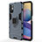 Funda Bumper Silicona y Plastico Mate Carcasa con Magnetico Anillo de dedo Soporte para Xiaomi POCO M3 Pro 5G Azul