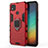 Funda Bumper Silicona y Plastico Mate Carcasa con Magnetico Anillo de dedo Soporte para Xiaomi Redmi 9C Rojo