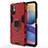 Funda Bumper Silicona y Plastico Mate Carcasa con Magnetico Anillo de dedo Soporte para Xiaomi Redmi Note 10 5G Rojo