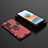 Funda Bumper Silicona y Plastico Mate Carcasa con Magnetico Anillo de dedo Soporte para Xiaomi Redmi Note 10 Pro 4G Rojo