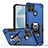 Funda Bumper Silicona y Plastico Mate Carcasa con Magnetico Anillo de dedo Soporte QW1 para Realme C21Y Azul