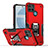 Funda Bumper Silicona y Plastico Mate Carcasa con Magnetico Anillo de dedo Soporte QW1 para Realme C21Y Rojo