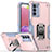 Funda Bumper Silicona y Plastico Mate Carcasa con Magnetico Anillo de dedo Soporte QW1 para Samsung Galaxy A02s Rosa