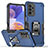 Funda Bumper Silicona y Plastico Mate Carcasa con Magnetico Anillo de dedo Soporte QW1 para Samsung Galaxy A23 4G Azul