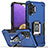 Funda Bumper Silicona y Plastico Mate Carcasa con Magnetico Anillo de dedo Soporte QW1 para Samsung Galaxy A32 4G Azul