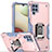 Funda Bumper Silicona y Plastico Mate Carcasa con Magnetico Anillo de dedo Soporte QW1 para Samsung Galaxy M12 Rosa