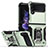 Funda Bumper Silicona y Plastico Mate Carcasa con Magnetico Anillo de dedo Soporte QW1 para Samsung Galaxy Z Flip3 5G Menta Verde