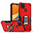 Funda Bumper Silicona y Plastico Mate Carcasa con Magnetico Anillo de dedo Soporte QW1 para Xiaomi POCO C3 Rojo