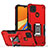 Funda Bumper Silicona y Plastico Mate Carcasa con Magnetico Anillo de dedo Soporte QW1 para Xiaomi POCO C31 Rojo