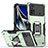 Funda Bumper Silicona y Plastico Mate Carcasa con Magnetico Anillo de dedo Soporte QW1 para Xiaomi Poco X4 Pro 5G Menta Verde