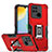 Funda Bumper Silicona y Plastico Mate Carcasa con Magnetico Anillo de dedo Soporte QW1 para Xiaomi Redmi 10 Power Rojo