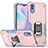 Funda Bumper Silicona y Plastico Mate Carcasa con Magnetico Anillo de dedo Soporte QW1 para Xiaomi Redmi 9A Rosa