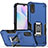 Funda Bumper Silicona y Plastico Mate Carcasa con Magnetico Anillo de dedo Soporte QW1 para Xiaomi Redmi 9i Azul