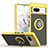 Funda Bumper Silicona y Plastico Mate Carcasa con Magnetico Anillo de dedo Soporte QW2 para Google Pixel 7 5G Amarillo