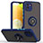 Funda Bumper Silicona y Plastico Mate Carcasa con Magnetico Anillo de dedo Soporte QW2 para Samsung Galaxy A03 Azul