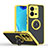 Funda Bumper Silicona y Plastico Mate Carcasa con Magnetico Anillo de dedo Soporte QW2 para Vivo X80 Lite 5G Amarillo