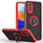 Funda Bumper Silicona y Plastico Mate Carcasa con Magnetico Anillo de dedo Soporte QW2 para Xiaomi Redmi Note 11 Pro 5G Rojo