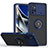 Funda Bumper Silicona y Plastico Mate Carcasa con Magnetico Anillo de dedo Soporte QW2 para Xiaomi Redmi Note 11E Pro 5G Azul