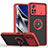 Funda Bumper Silicona y Plastico Mate Carcasa con Magnetico Anillo de dedo Soporte QW2 para Xiaomi Redmi Note 11E Pro 5G Rojo