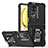 Funda Bumper Silicona y Plastico Mate Carcasa con Magnetico Anillo de dedo Soporte QW3 para Huawei P60 Pocket Negro