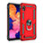 Funda Bumper Silicona y Plastico Mate Carcasa con Magnetico Anillo de dedo Soporte QW3 para Samsung Galaxy A10 Rojo