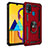 Funda Bumper Silicona y Plastico Mate Carcasa con Magnetico Anillo de dedo Soporte QW3 para Samsung Galaxy M21 Rojo