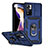 Funda Bumper Silicona y Plastico Mate Carcasa con Magnetico Anillo de dedo Soporte QW3 para Xiaomi Poco X4 NFC Azul