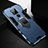 Funda Bumper Silicona y Plastico Mate Carcasa con Magnetico Anillo de dedo Soporte R01 para Huawei Mate 20 X 5G Azul