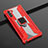 Funda Bumper Silicona y Plastico Mate Carcasa con Magnetico Anillo de dedo Soporte R01 para Samsung Galaxy Note 10 Rojo