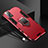 Funda Bumper Silicona y Plastico Mate Carcasa con Magnetico Anillo de dedo Soporte R01 para Xiaomi Redmi 9T 4G Rojo