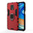 Funda Bumper Silicona y Plastico Mate Carcasa con Magnetico Anillo de dedo Soporte R01 para Xiaomi Redmi Note 9 Pro Rojo