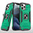 Funda Bumper Silicona y Plastico Mate Carcasa con Magnetico Anillo de dedo Soporte R02 para Apple iPhone 12 Pro Verde