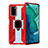 Funda Bumper Silicona y Plastico Mate Carcasa con Magnetico Anillo de dedo Soporte R02 para Huawei Honor V30 5G Rojo