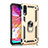 Funda Bumper Silicona y Plastico Mate Carcasa con Magnetico Anillo de dedo Soporte R02 para Samsung Galaxy A70 Oro