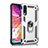 Funda Bumper Silicona y Plastico Mate Carcasa con Magnetico Anillo de dedo Soporte R02 para Samsung Galaxy A70S Plata