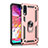Funda Bumper Silicona y Plastico Mate Carcasa con Magnetico Anillo de dedo Soporte R02 para Samsung Galaxy A90 5G Oro Rosa