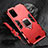 Funda Bumper Silicona y Plastico Mate Carcasa con Magnetico Anillo de dedo Soporte R02 para Samsung Galaxy S20 Plus 5G Rojo