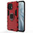 Funda Bumper Silicona y Plastico Mate Carcasa con Magnetico Anillo de dedo Soporte R06 para Xiaomi Mi 11 Lite 5G Rojo