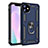 Funda Bumper Silicona y Plastico Mate Carcasa con Magnetico Anillo de dedo Soporte S01 para Apple iPhone 11 Azul