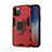 Funda Bumper Silicona y Plastico Mate Carcasa con Magnetico Anillo de dedo Soporte S01 para Apple iPhone 12 Pro Rojo