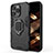 Funda Bumper Silicona y Plastico Mate Carcasa con Magnetico Anillo de dedo Soporte S01 para Apple iPhone 14 Pro Max Negro